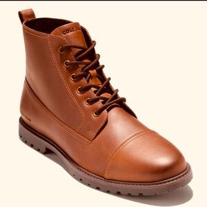 Cole Haan Brown Leather Lace-Up Boots